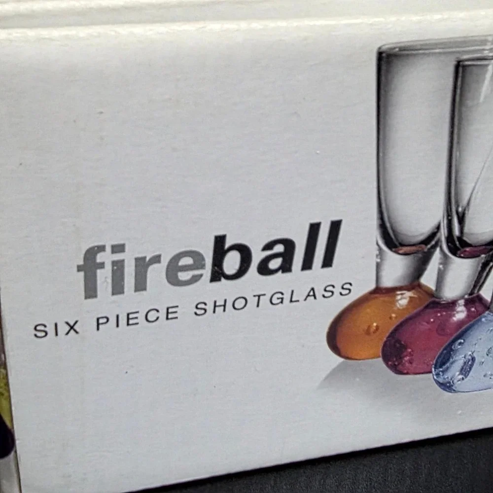 Circleware Fireball Shot Glass Set Unisex 6 Piece Multicolor Bubble Base Barware
